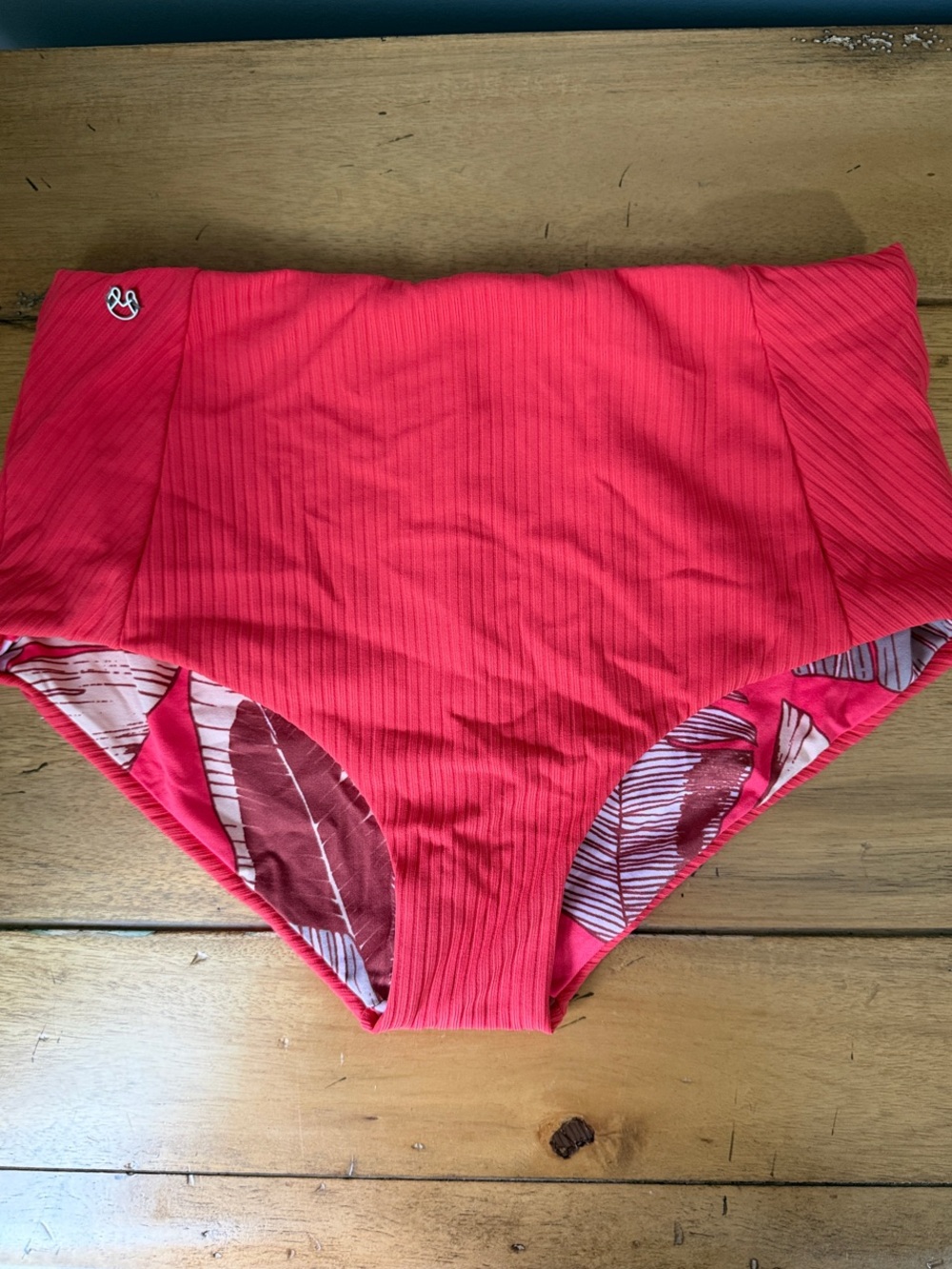 Maaji Coral Pink High-Waist Ribbed Bikini Bottoms